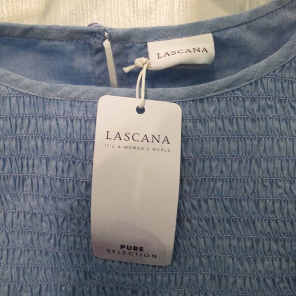 Lascana Pure Collection Baby Blue top with white embroidery with Tags  Size 6 - Picture 2 of 7